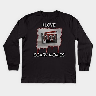 I Love Scary Movies - Red Clapperboard Kids Long Sleeve T-Shirt